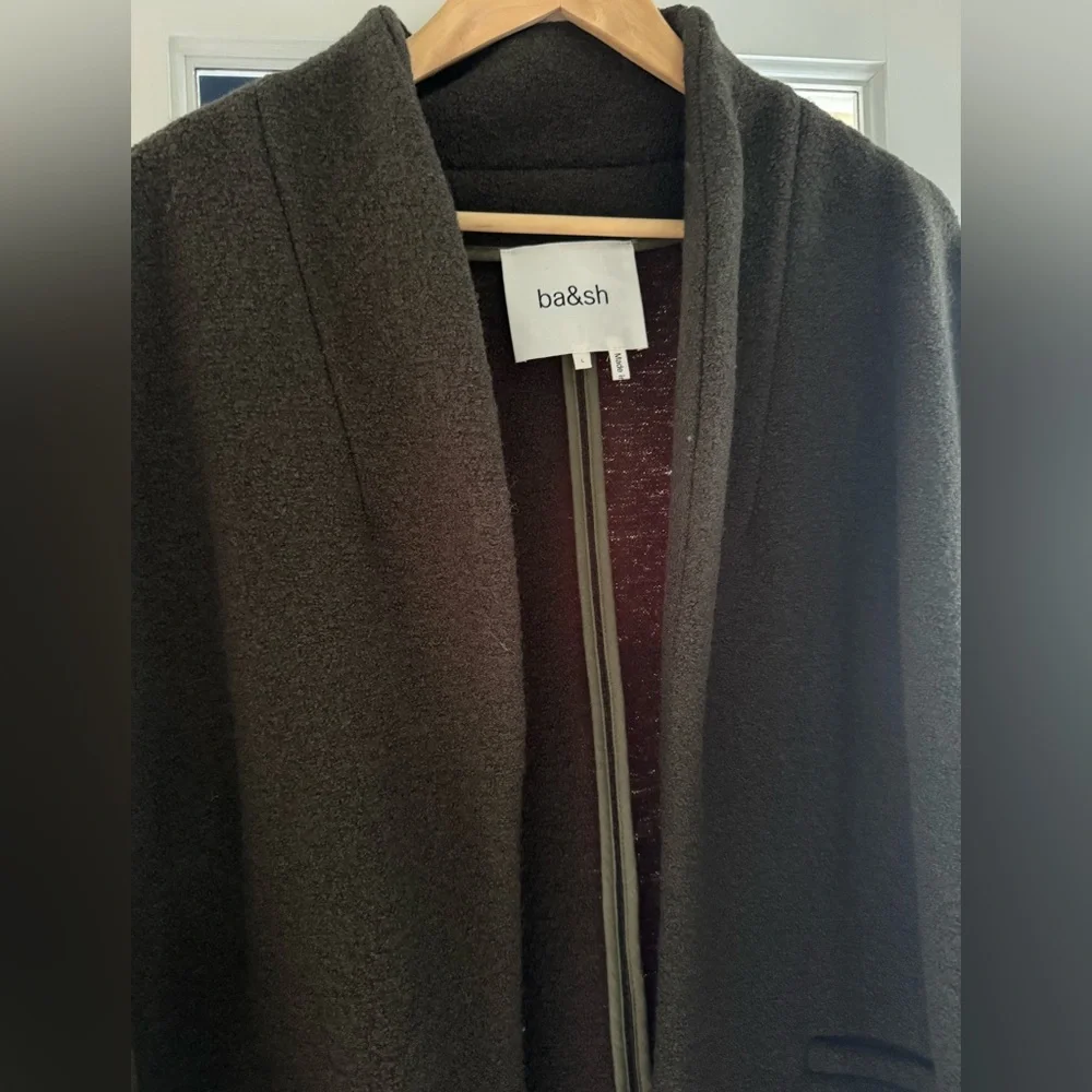 NWT ba&sh khaki “Colin” shawl collar long coat Size Large - Picture 12 of 16